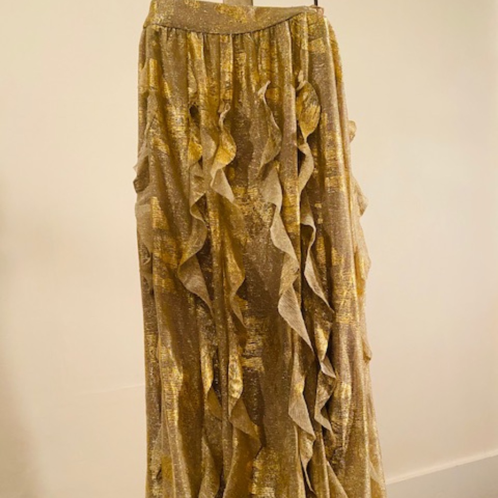 Gold Lame Maxi Skirt